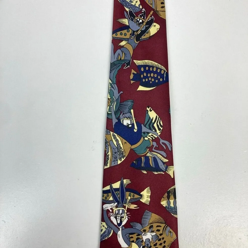 Rene Chagal 100% Silk Hand Made Necktie Tie Looney Tunes Bugs Bunny Daffy Tweety